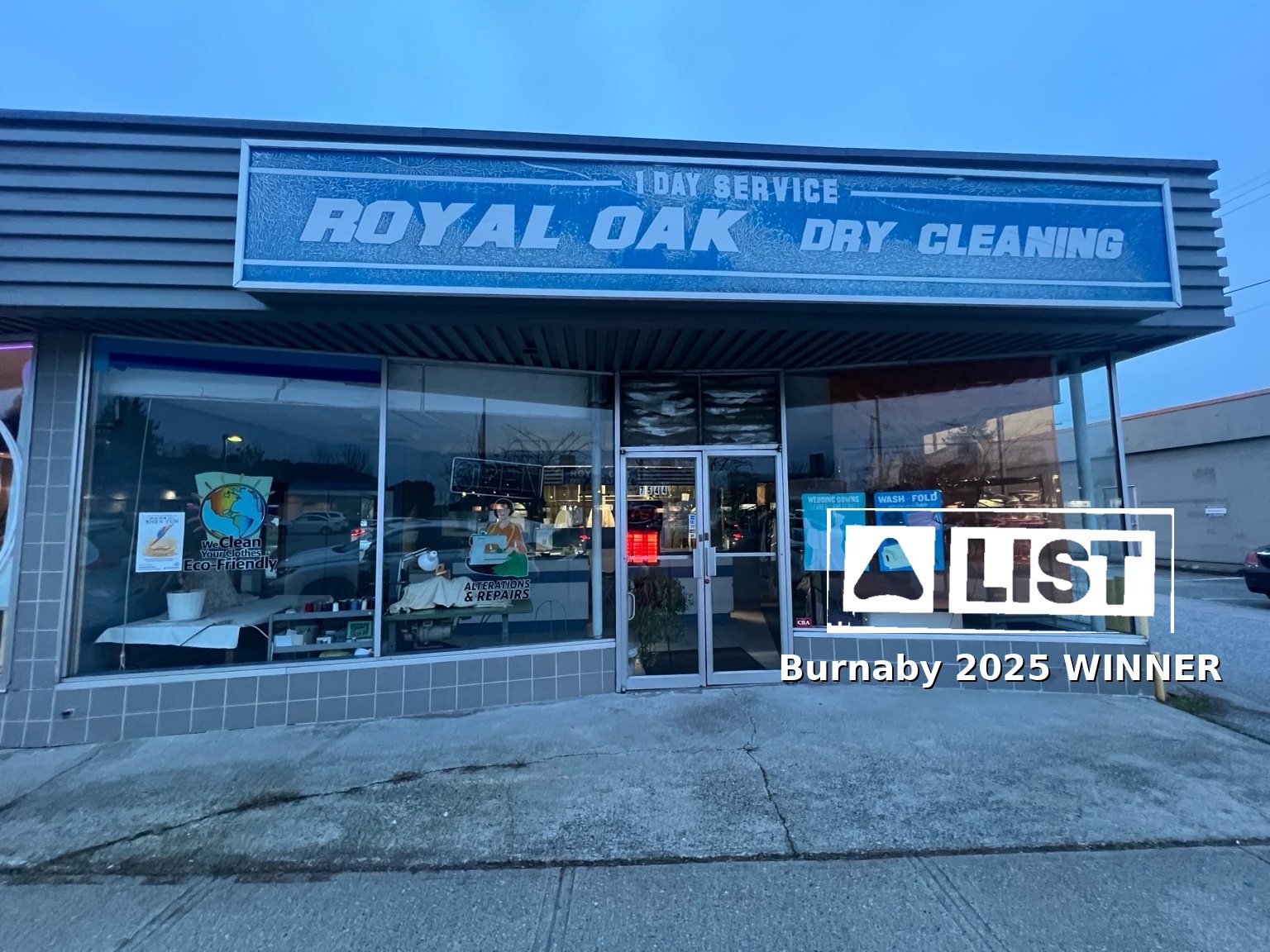 Royal Oak Drycleaners storefront on Royal Oak Avenue in Burnaby
